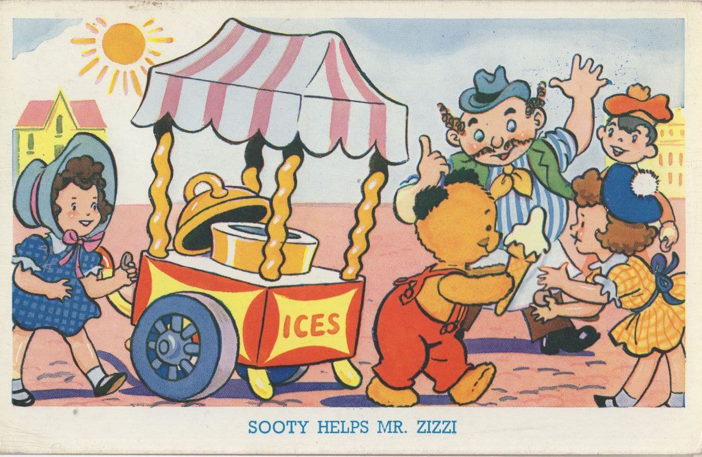 Sooty & Sweep Helps Mr Zizzi Ice Cream Man Van Old Comic Postcard