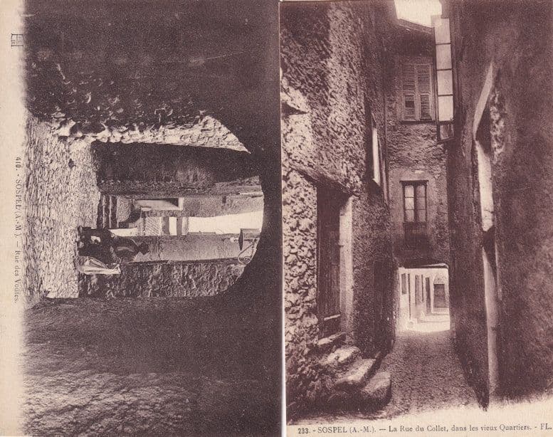 Sospel Rue Des Voutes Collet France 2x Vintage Postcard s
