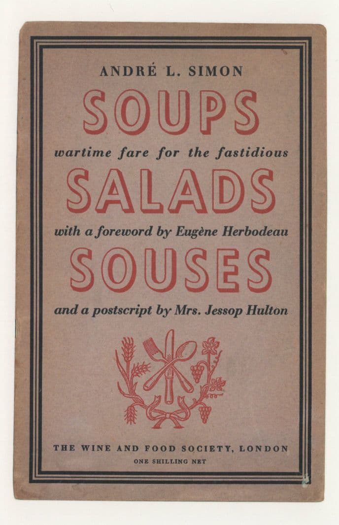 Soups Salads Souses Andre Simon 1942 Recipe Book Postcard