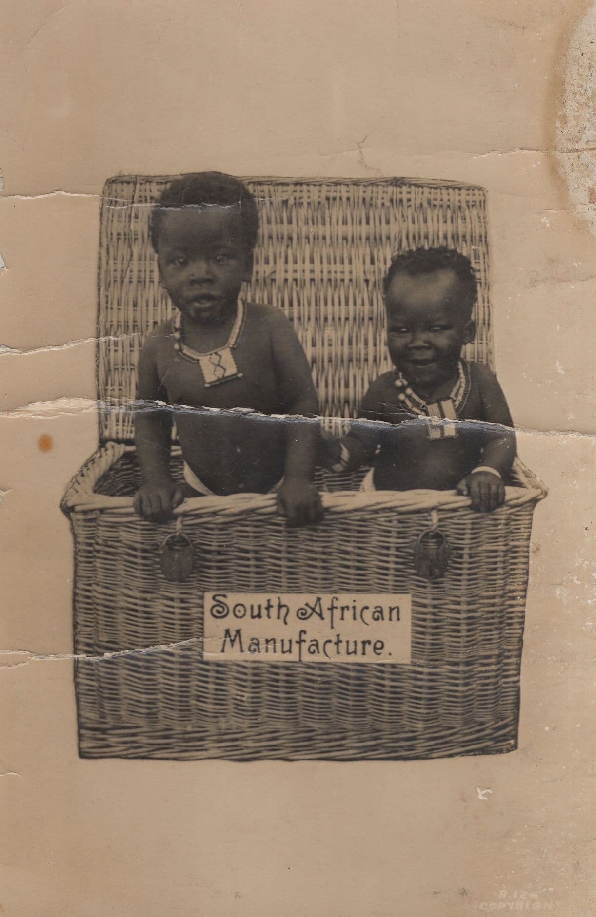 South African Children Manufacture Antique Creased Worn Postcard
