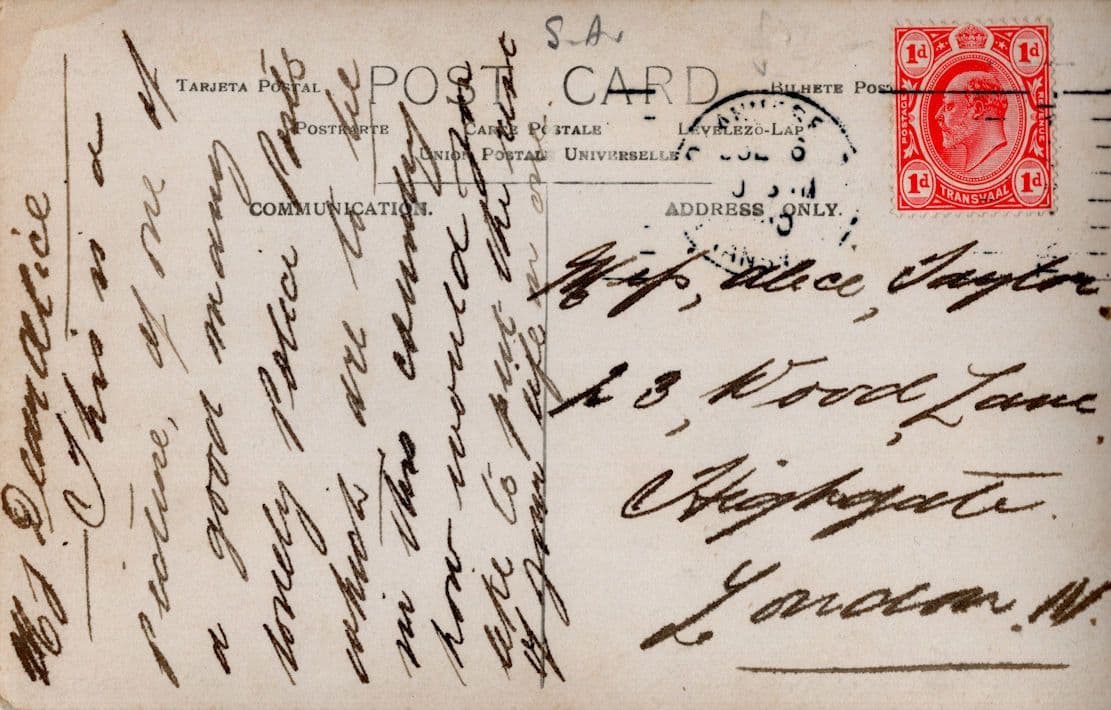 South African Hand Signed Of Sender At Farmhouse Old Postcard