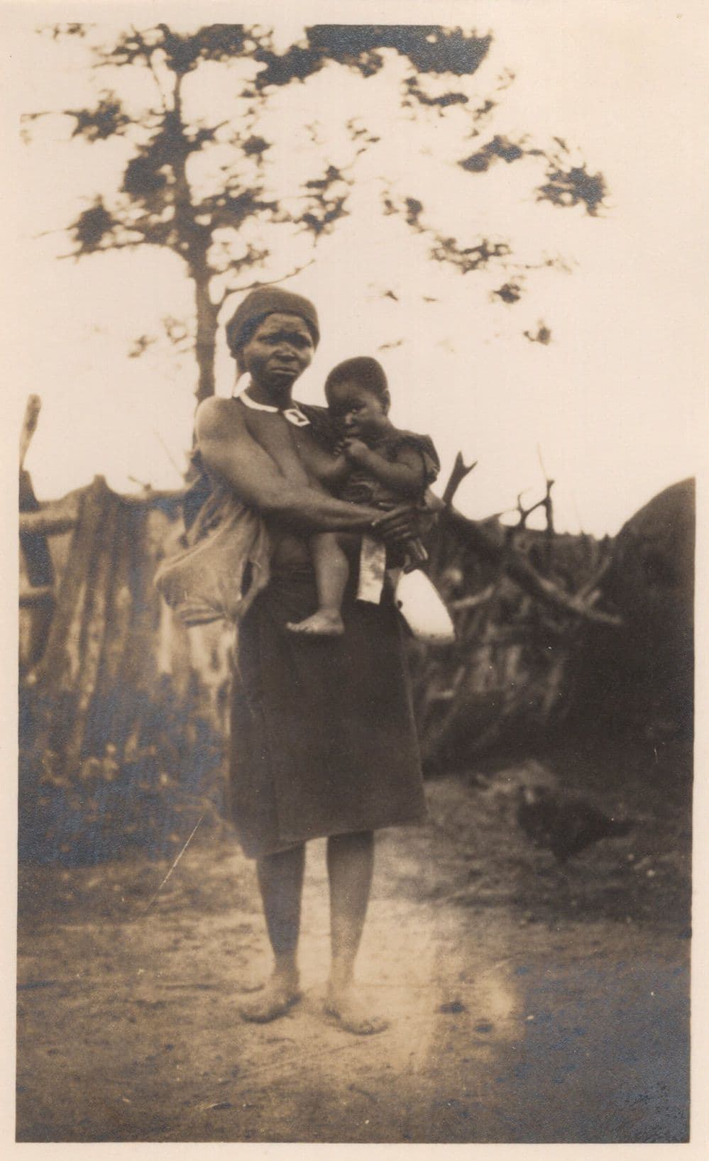 South African Mother & Child Antique Rare Real Photo Postcard