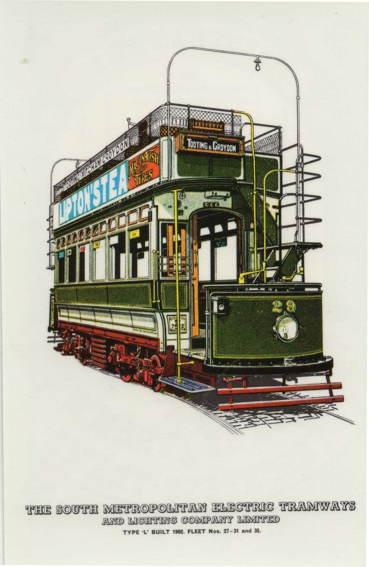South Metropolitan Electric Tramways Tooting Common Bus Postcard