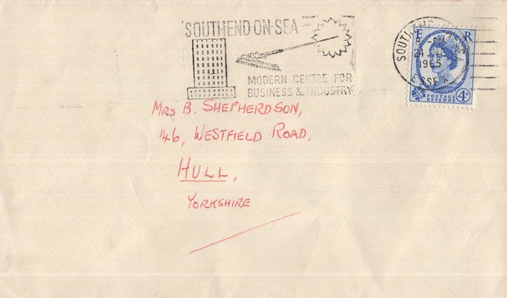 Southend On Sea Plane Airport Business Centre 1965 Slogan Envelope