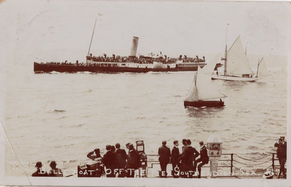 Southend On Sea Ship Belle Ferry 1907 Essex Real Photo Old Postcard