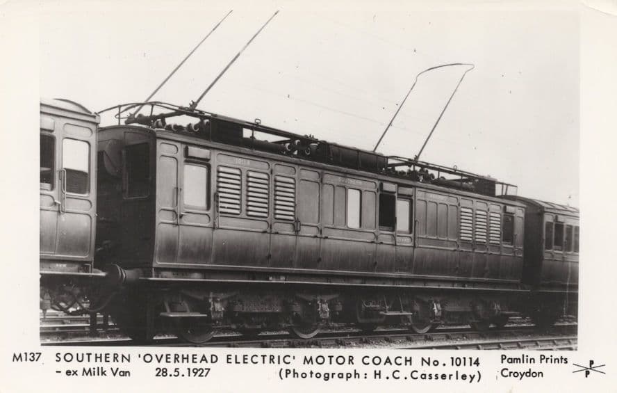 Southern Overhead Electric Motor Coach No. 10114 Train Milk Van Postcard