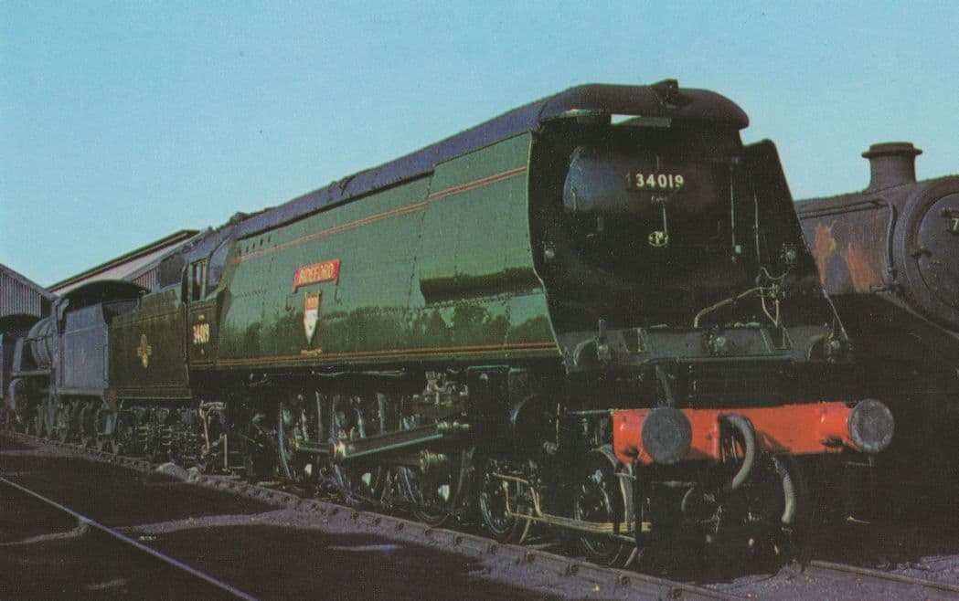 Southern Railway Pacific Train 34019 at Eastleigh Shed Postcard