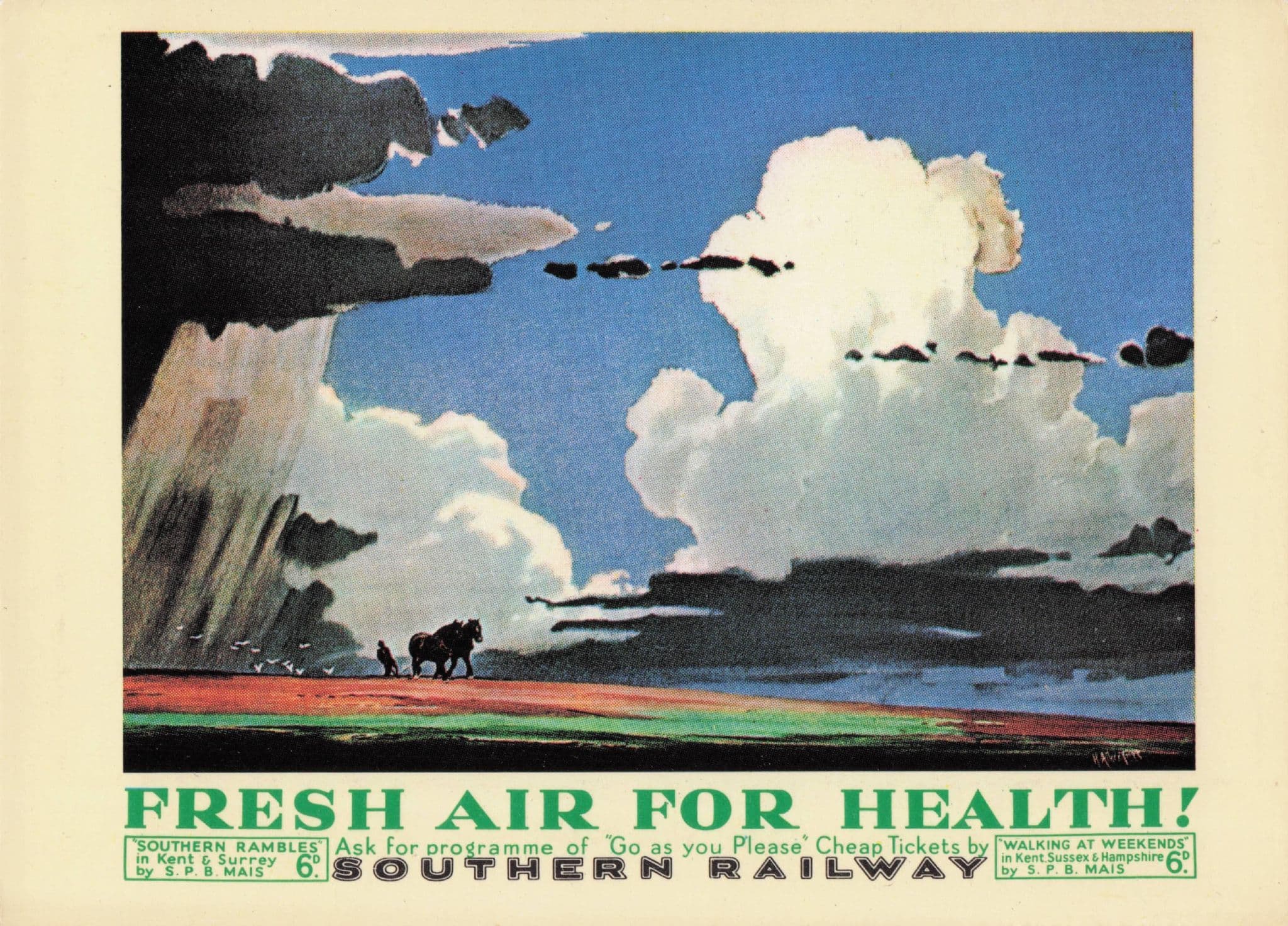 Southern Railways Fresh Air For Health Vintage Poster Advertising Postcard