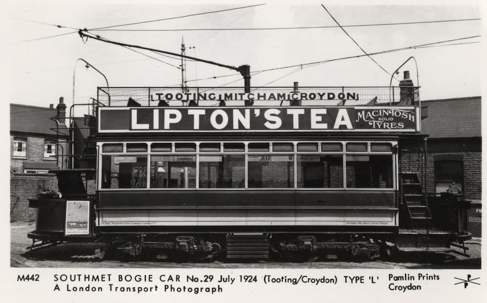 Southmet Old Bogie Car Bus in 1924 Tooting London Real Photo Postcard
