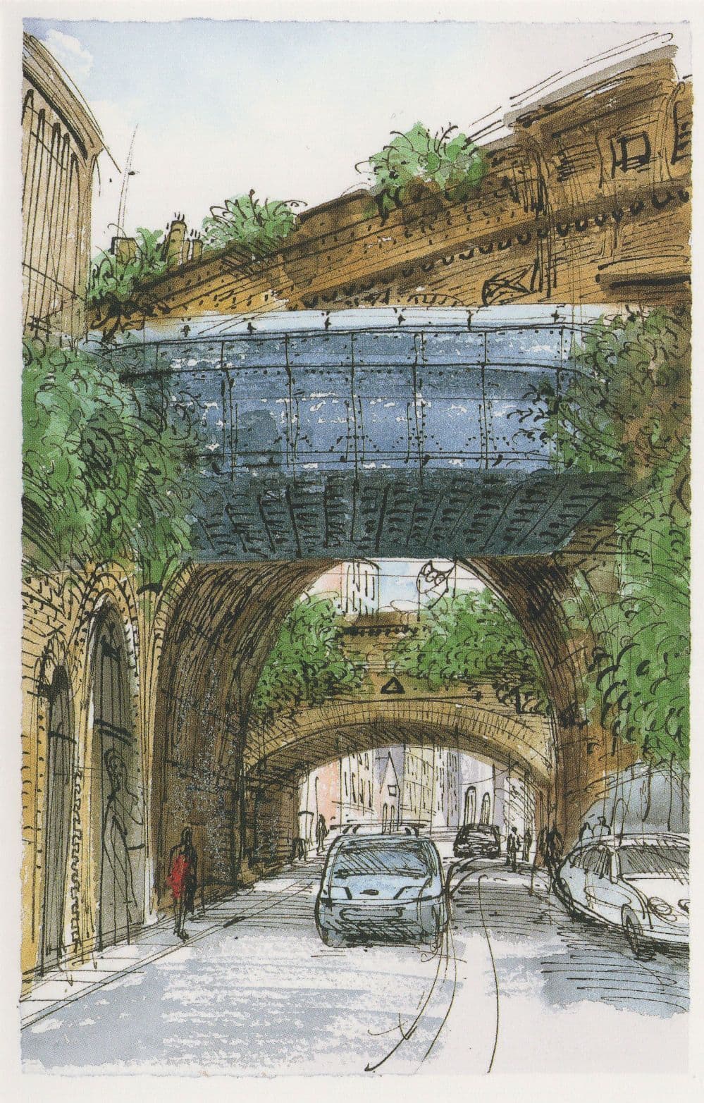 Southwark London Railway Bridge Old Motorway Painting Postcard