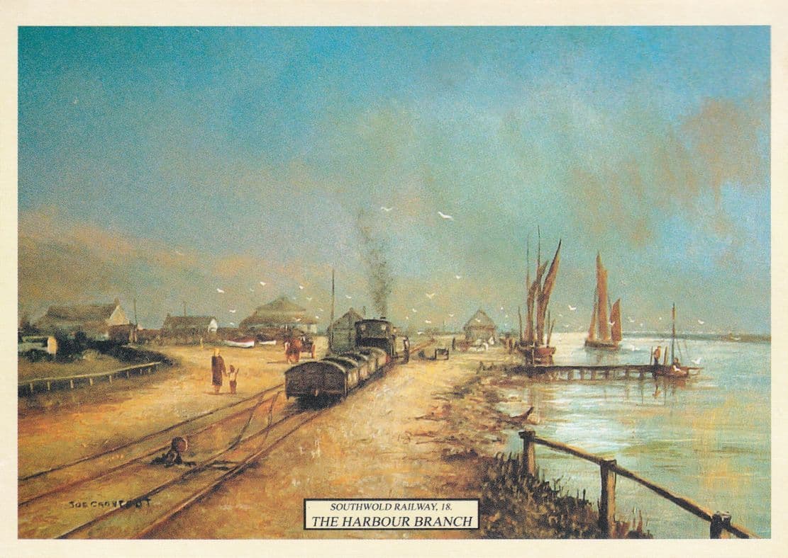 Southwold Railway The Harbour Branch Train Painting Postcard
