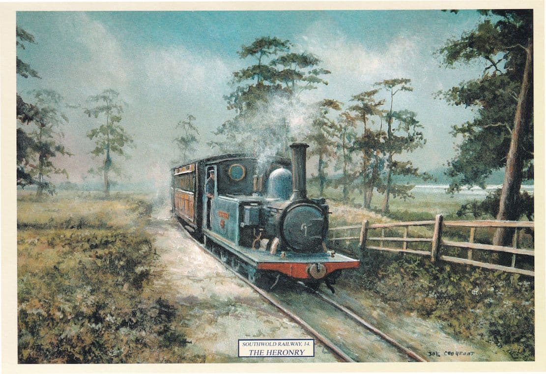 Southwold Train Railway The Heronry Painting Postcard