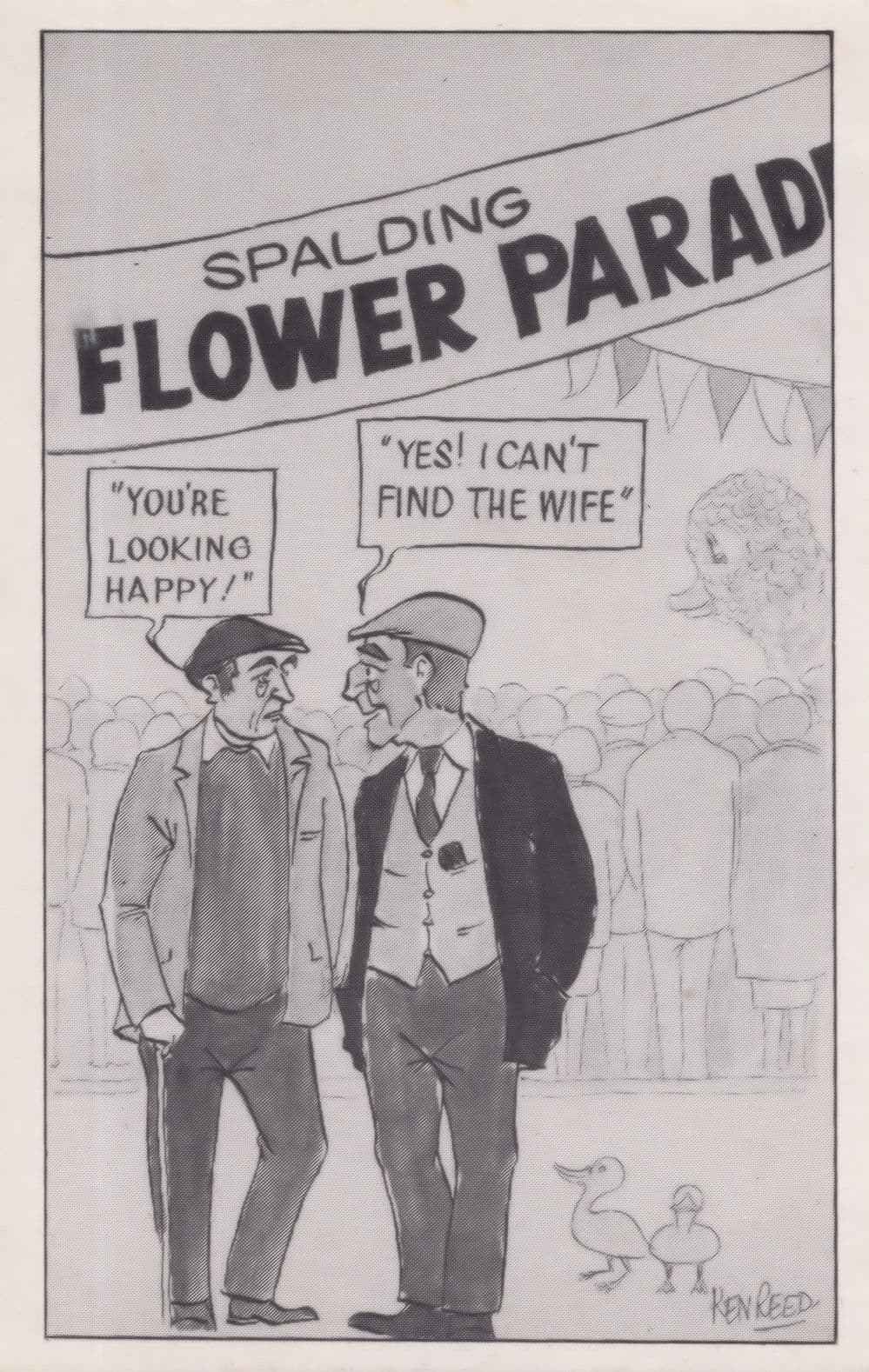 Spalding Flower Parade Wife Is Lost Lincoln Comic Postcard
