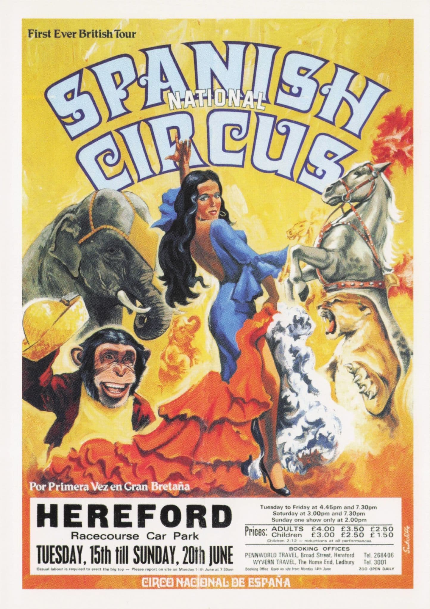 Spanish National Circus At Hereford Racecourse Poster Postcard