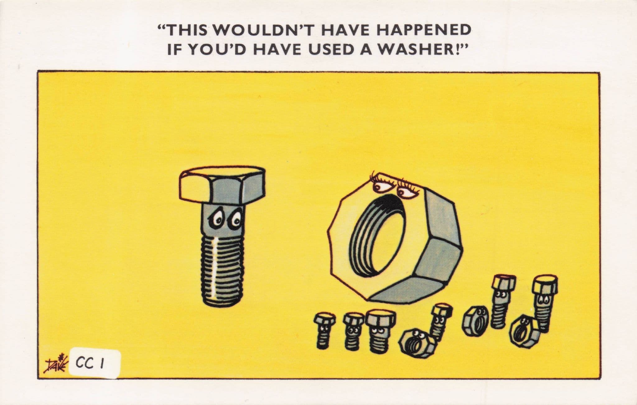 Spanner Washer & Old Nails Talking Sex Tools 1970s Comic Postcard