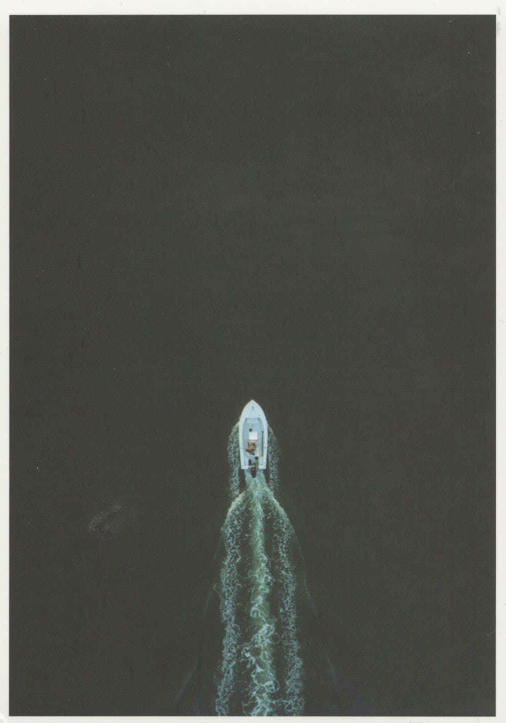 Speed Boat Ship as Tadpole Stunning Aerial German Postcard