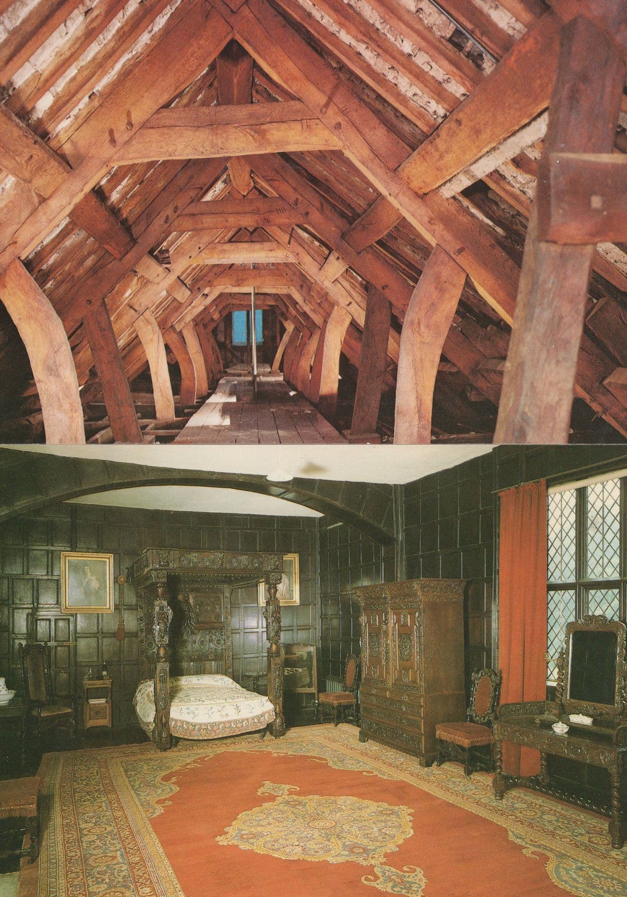 Speke Hall Liverpool Bedroom Antique Beamed Roof 2x Postcard s