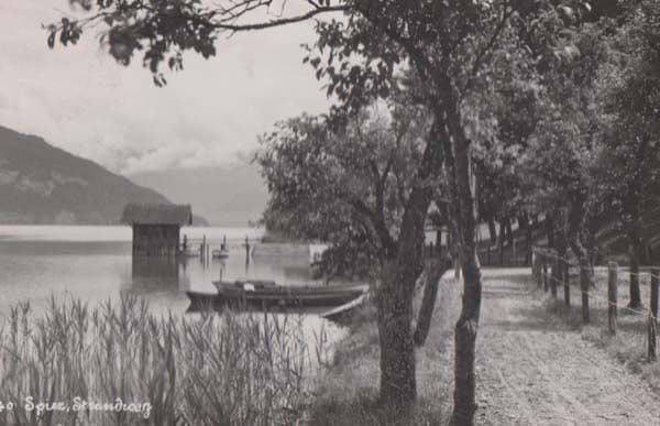 Spiez Strandweg Boat Ship Real Photo Postcard