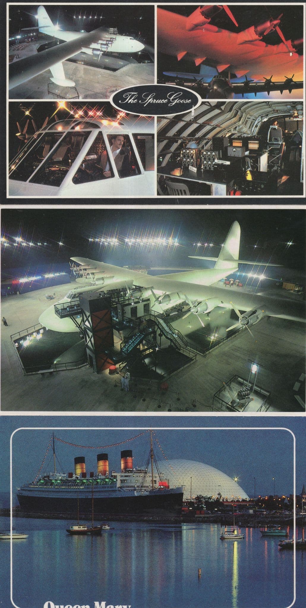 Spruce Goose Long Beach California Military Aircraft Ship 3x Postcard s