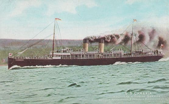 SS Cambria Quickest Route Birmingham Manchester Dublin Antique Ship Postcard