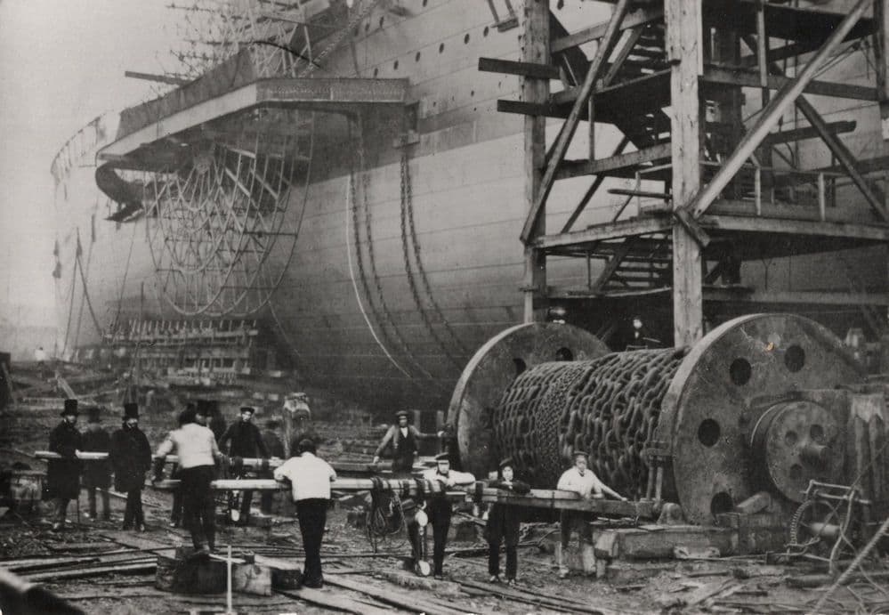 SS Great Eastern Steamship Boat Launch in 1857 Photo Postcard