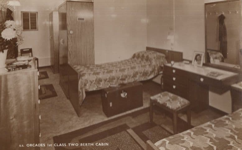 SS Orcades Ship 1st First Class Two Berth Cabin Real Photo Postcard