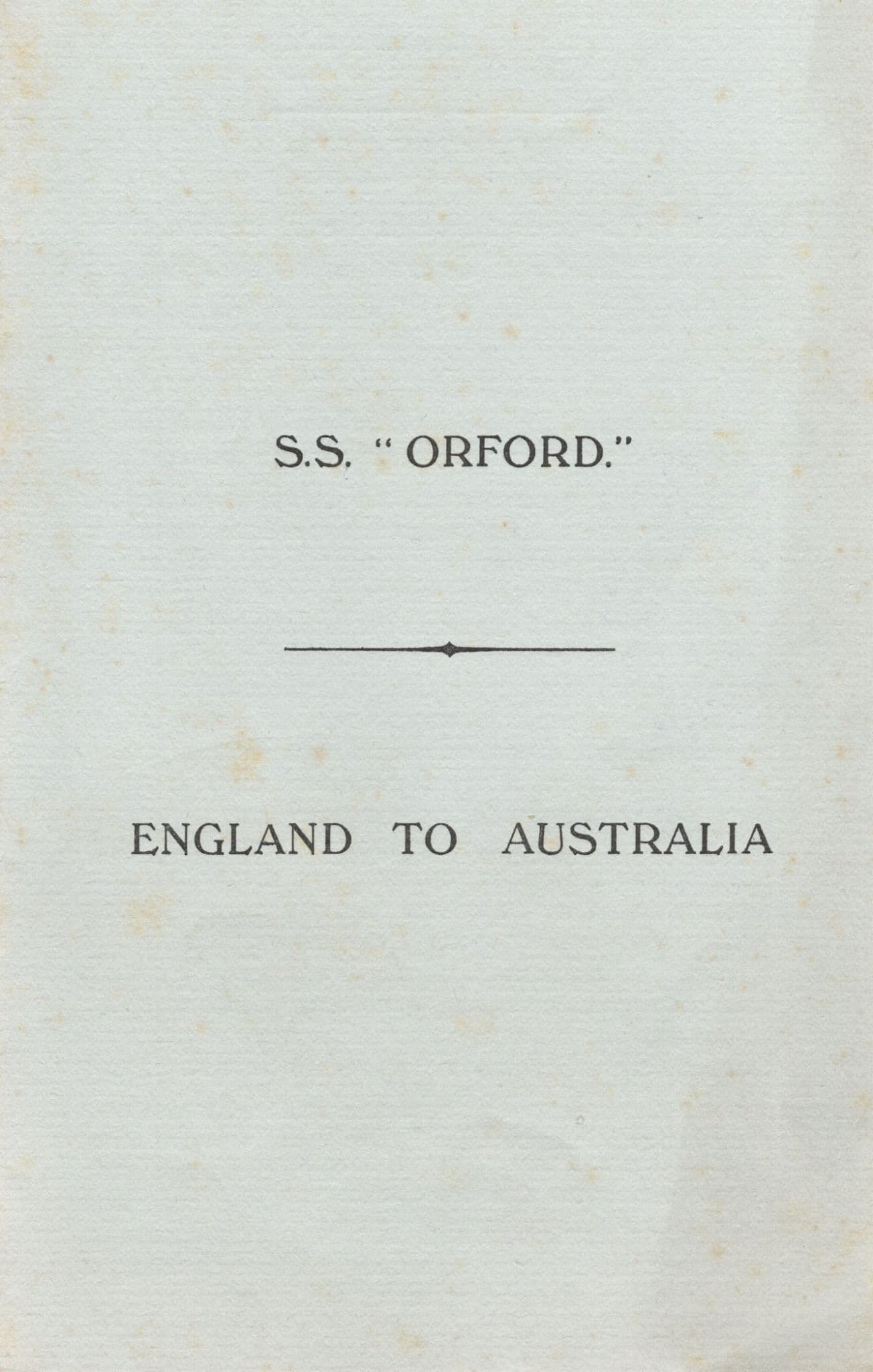 SS Orford 1938 Ship Port Said Cruise To Australia Programme