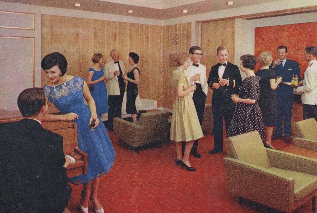 SS Oriana Ship Red Carpet Room Film Projector Vintage P&O Ferry Postcard