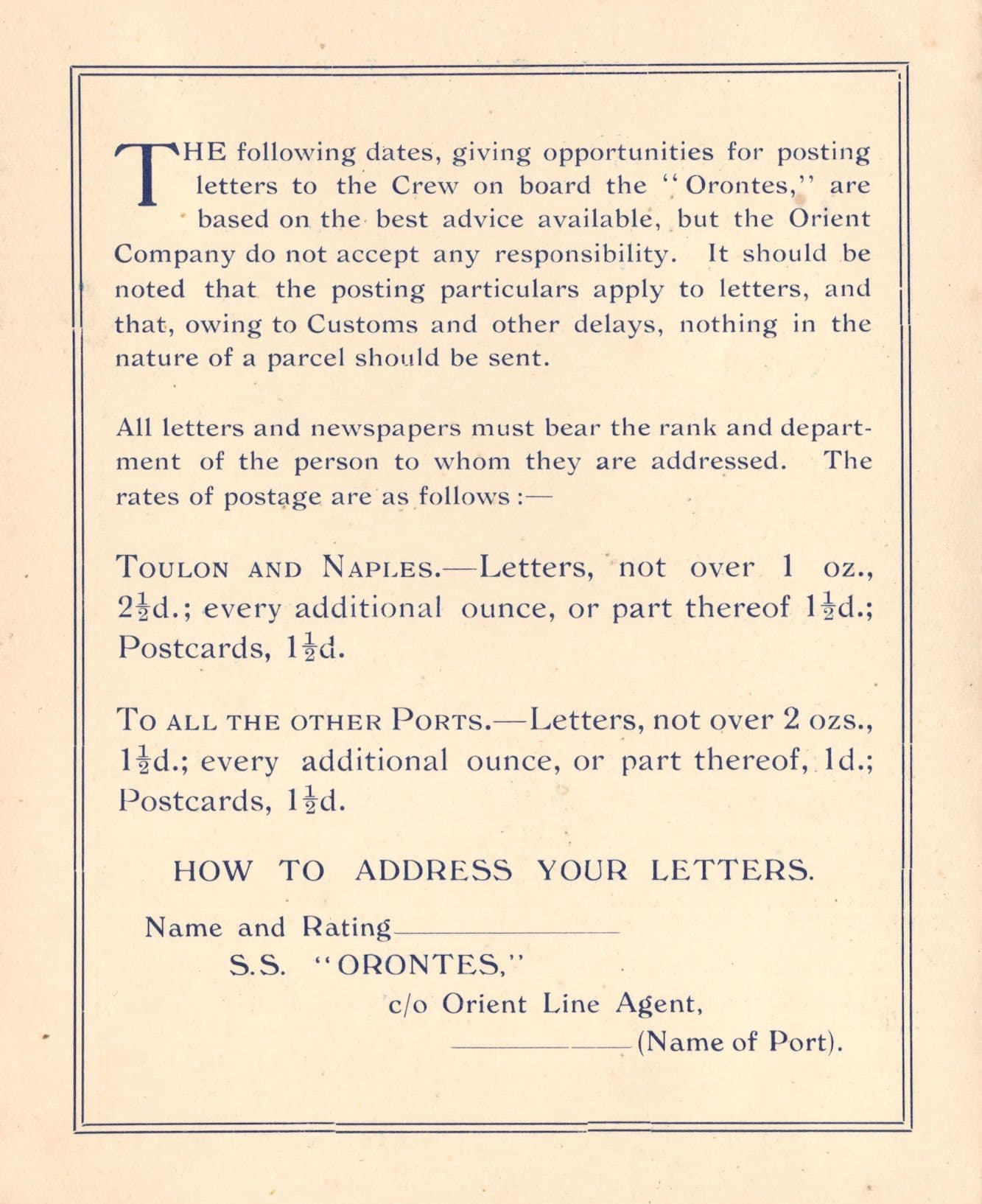SS Orontes 1933 The Cruise Ship Communications On Board Book let