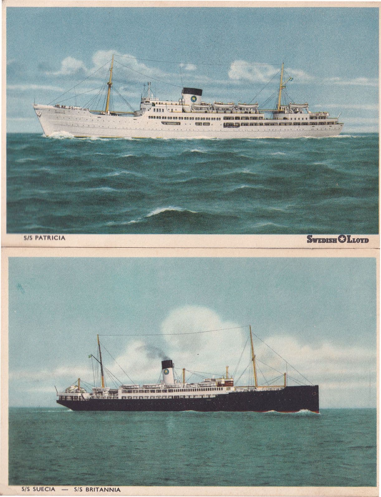 SS Patricia Seucia Britannia 2x Swedish Lloyd Ship Old Postcard s