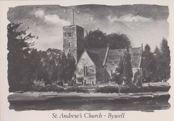 St Andrews Church Bywell Artist Painting Postcard