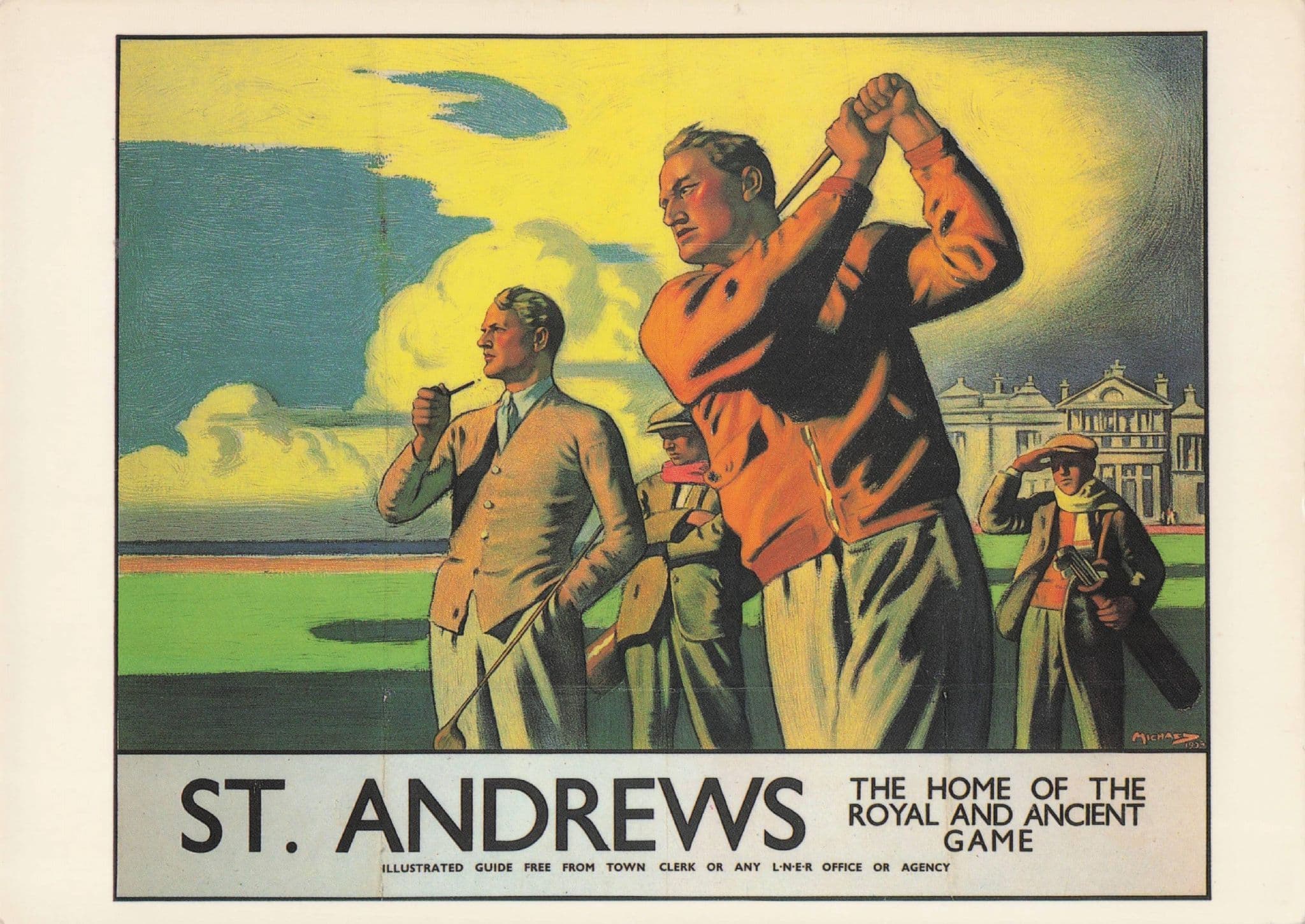 St Andrews Golf Courte Travel By Train Scotland Poster Postcard