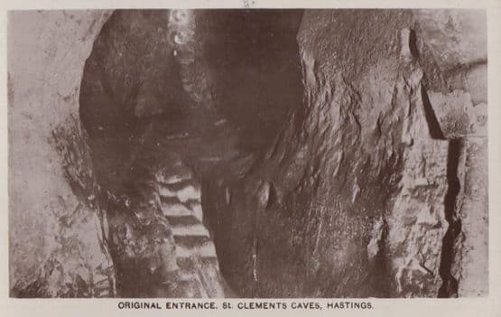 St Clements Caves Hastings Sculpture & Entrance 2x Real Photo Postcard s