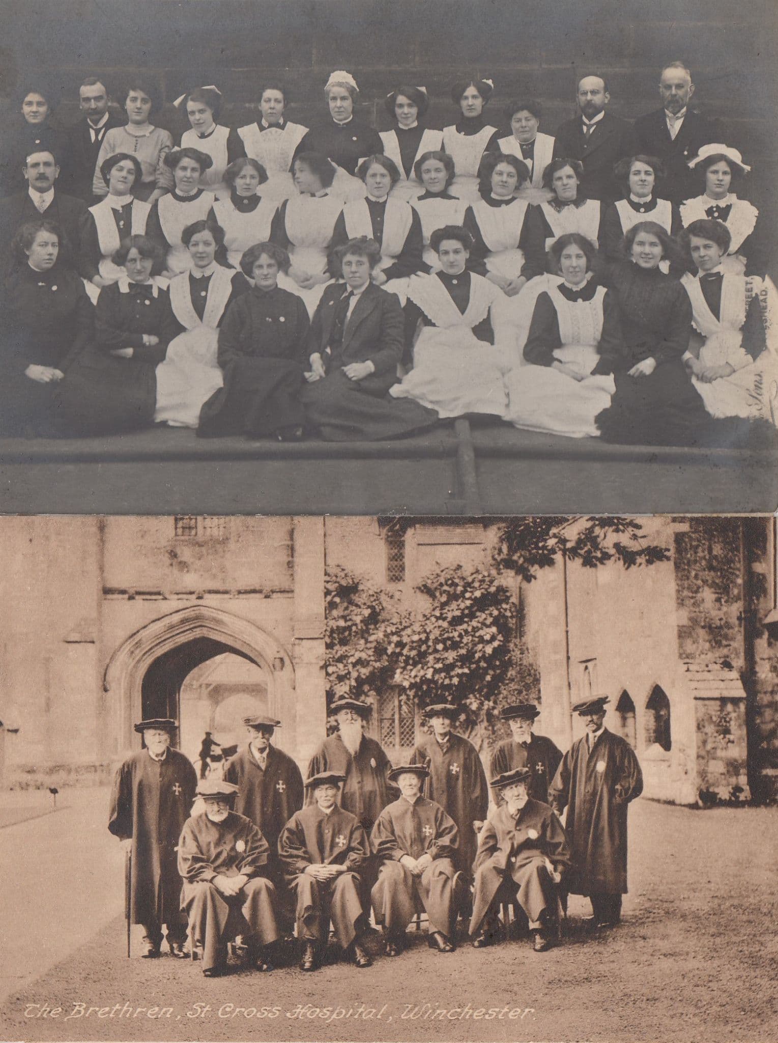 St Cross Hospital Winchester Brethren 2x Nurse Doctor Postcard