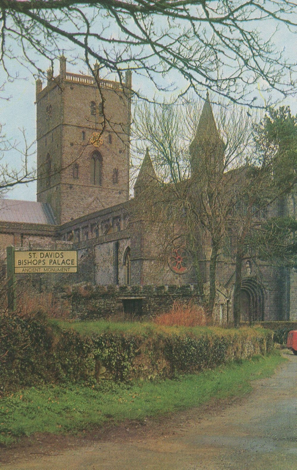 St Davids Cathedral Bishops Palace Welsh Royal Mail Van Postcard