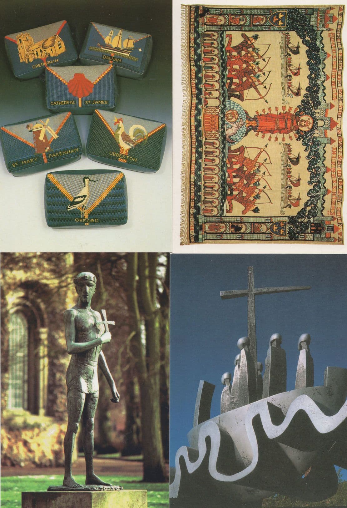 St Edmondsbury Cathedral Bury St Edmunds Kneelers 4x Postcard s
