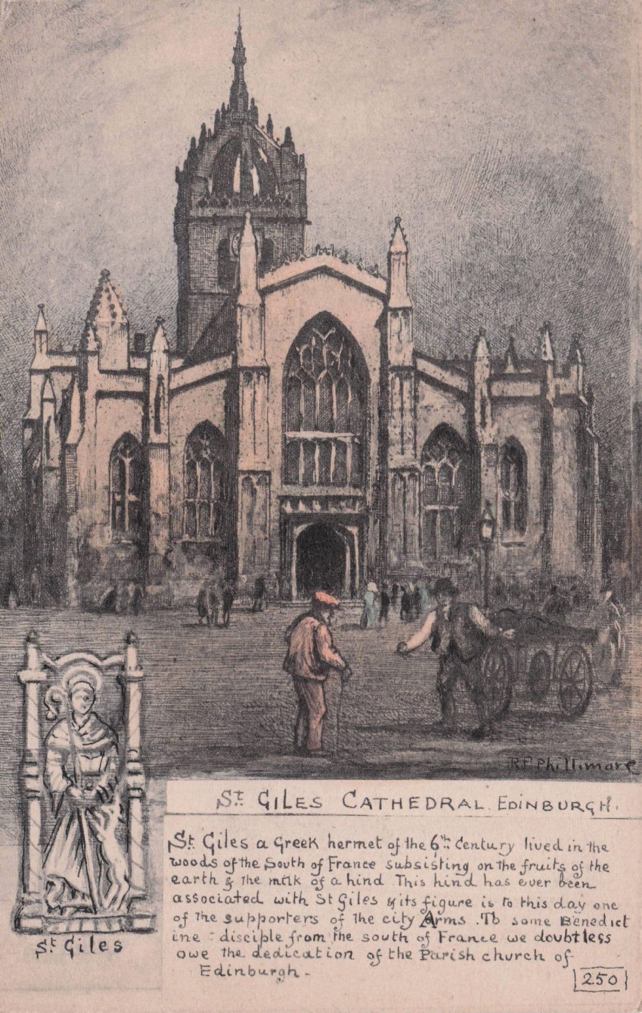 St Giles Cathedral Edinburgh Statue History Phillimore Old Postcard