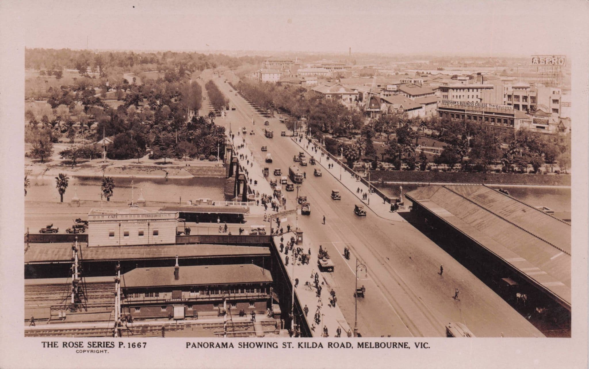 St Kilda Road Panorama Melbourne Australia Rose Series Postcard