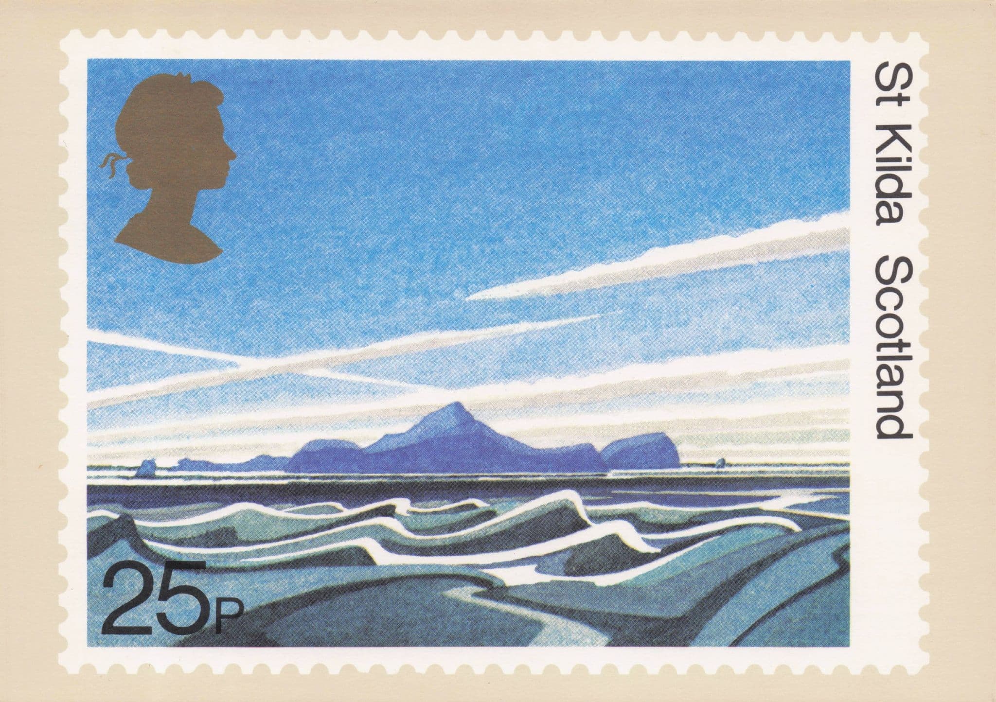 St Kilda Scottish Amazing Blue Sky Painting Royal Mail Postcard
