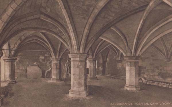 St Leonards Hospital Crypt York Yorkshire Antique Postcard