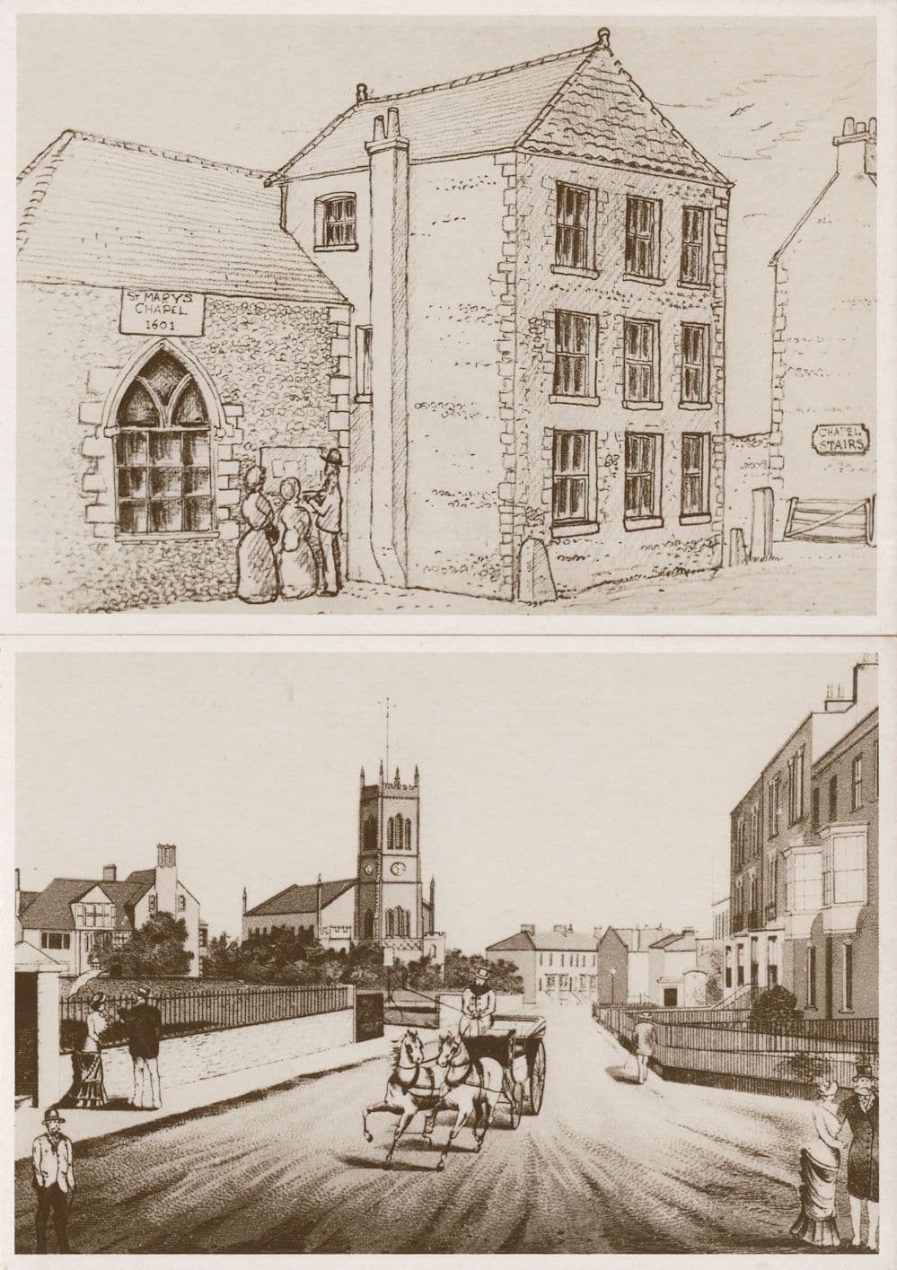 St Marys Chapel Broadstairs Trinity Church Kent 2x Post Office Postcard s