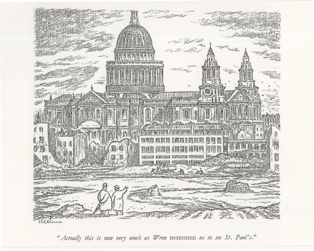 St Pauls Cathedral in 1941 Comic Punch Magazine Postcard