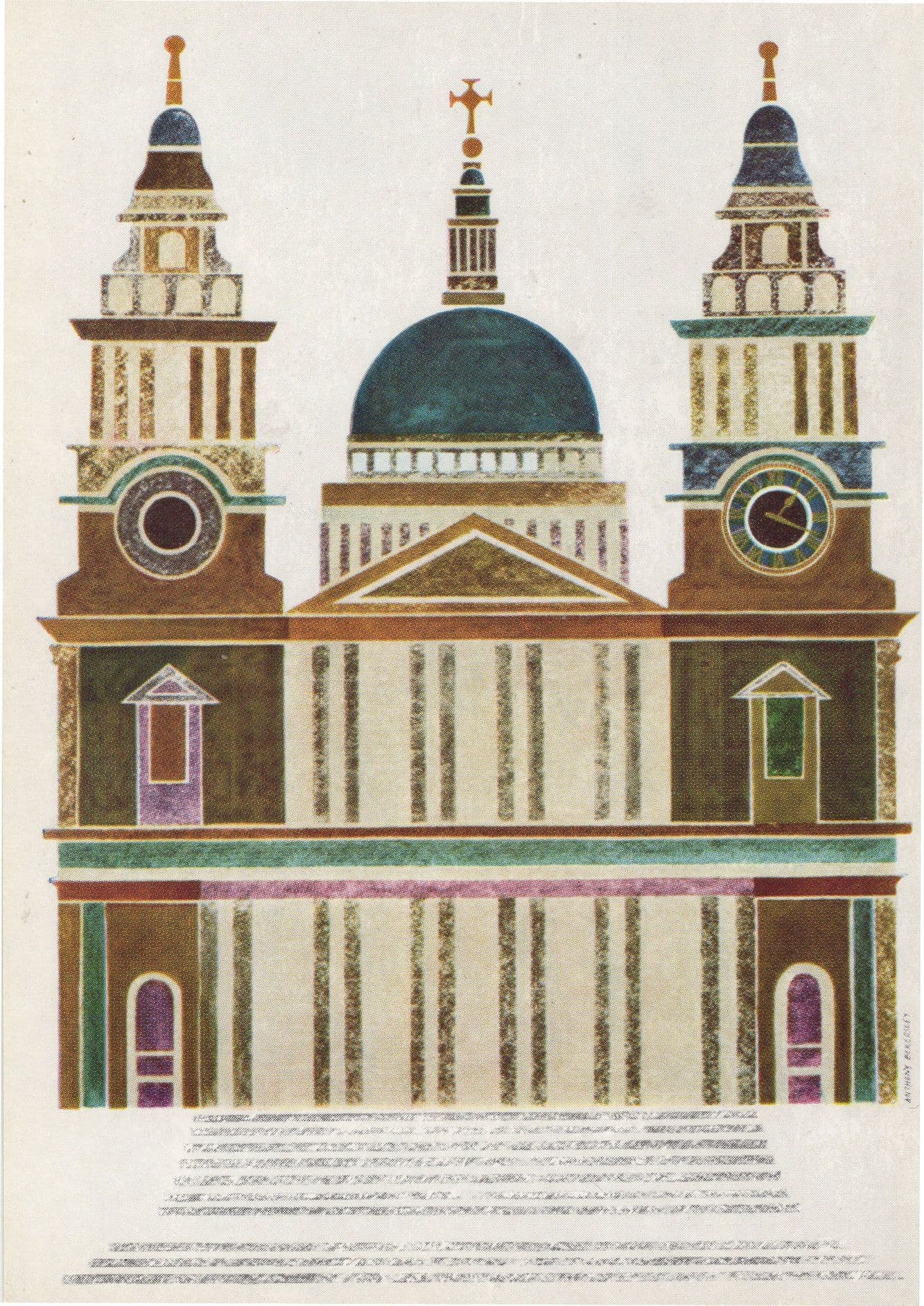 St Pauls London in 1960s Transport Painting Poster Postcard