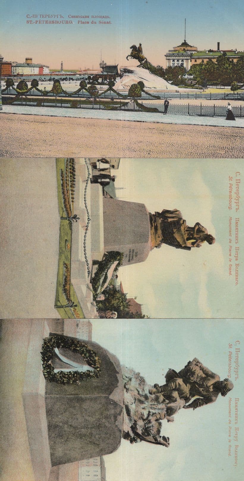 St Petersburg Russia Antique Denkmal Statue 3x Postcard s
