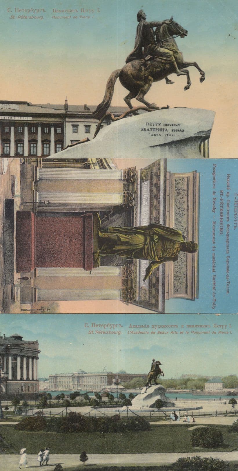 St Petersburg Russia Antique Statues 3x Postcard s