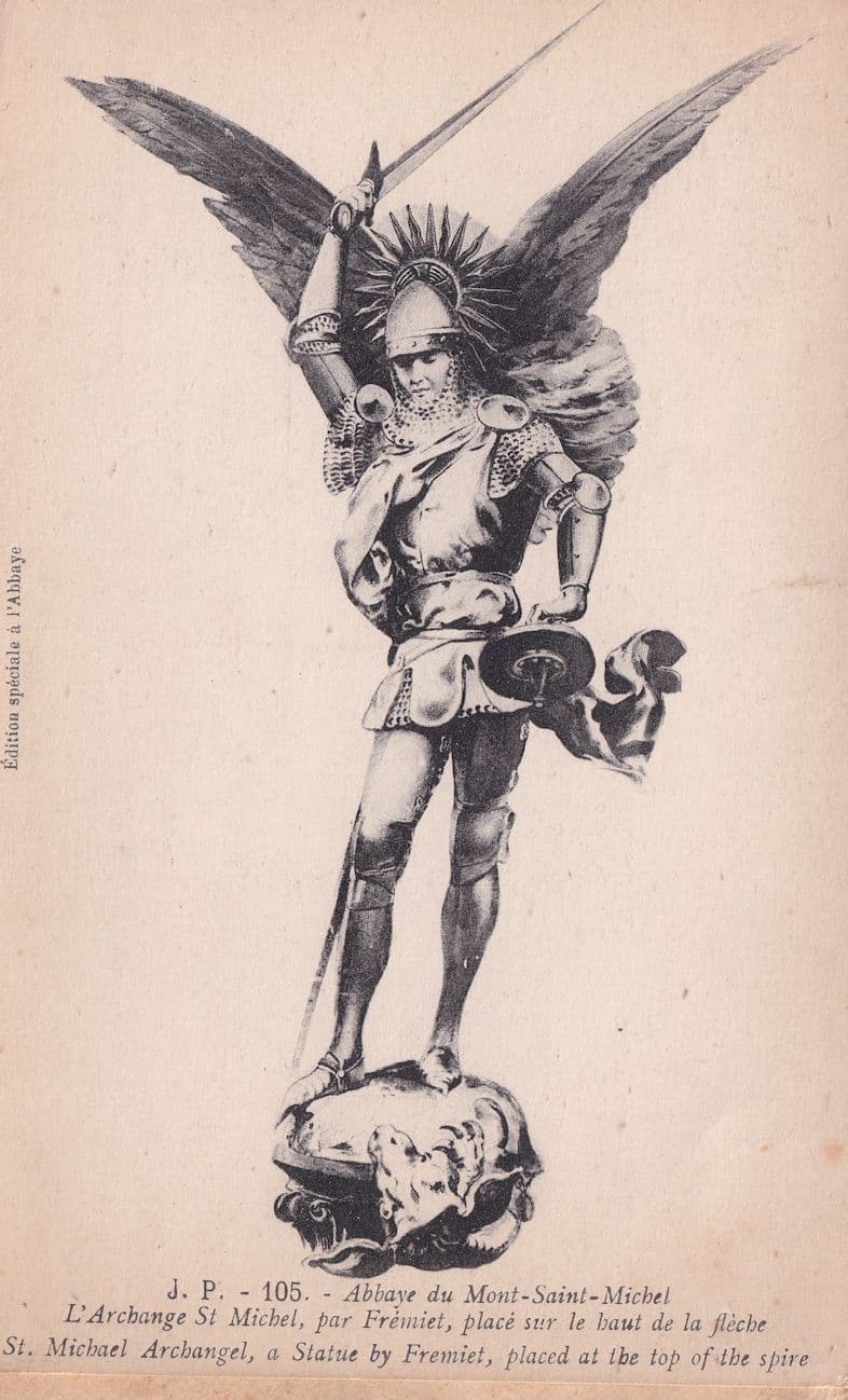 St. Michael Archangel a Statue by Fremiet Antique Postcard