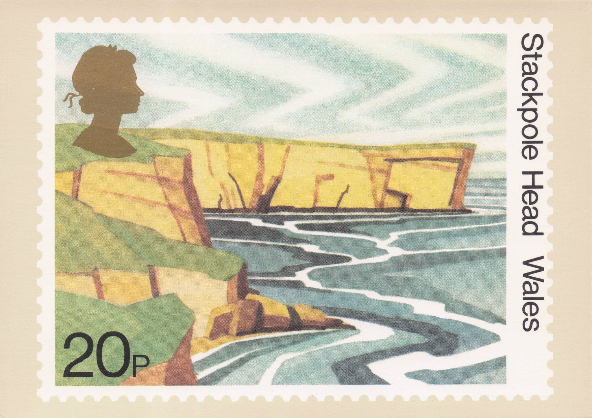 Stackpole Head Wales Welsh Painting Royal Mail Stamp Postcard