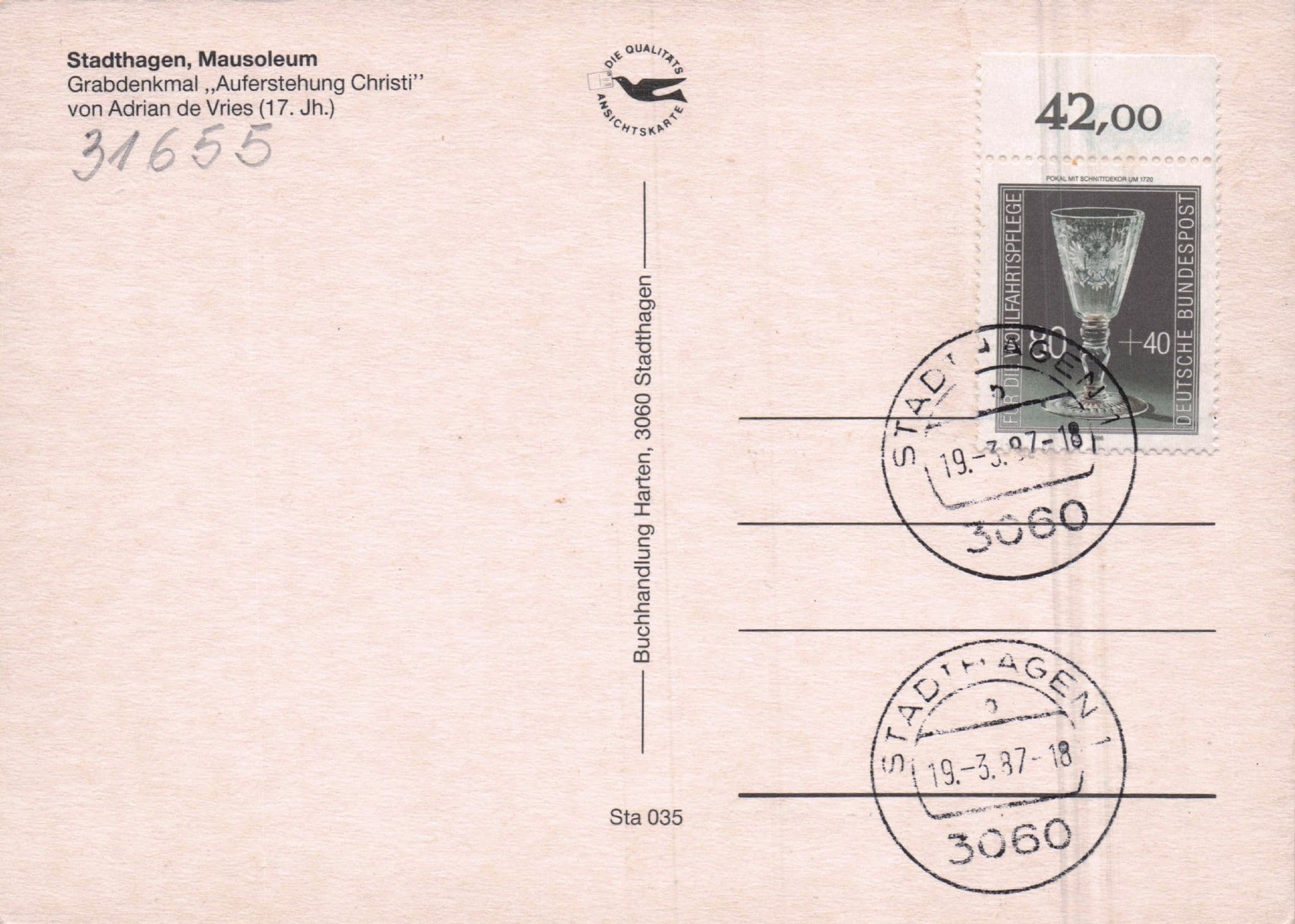 Stadthagen Mausoleum Demon Warrior Statues Germany FDC Postcard