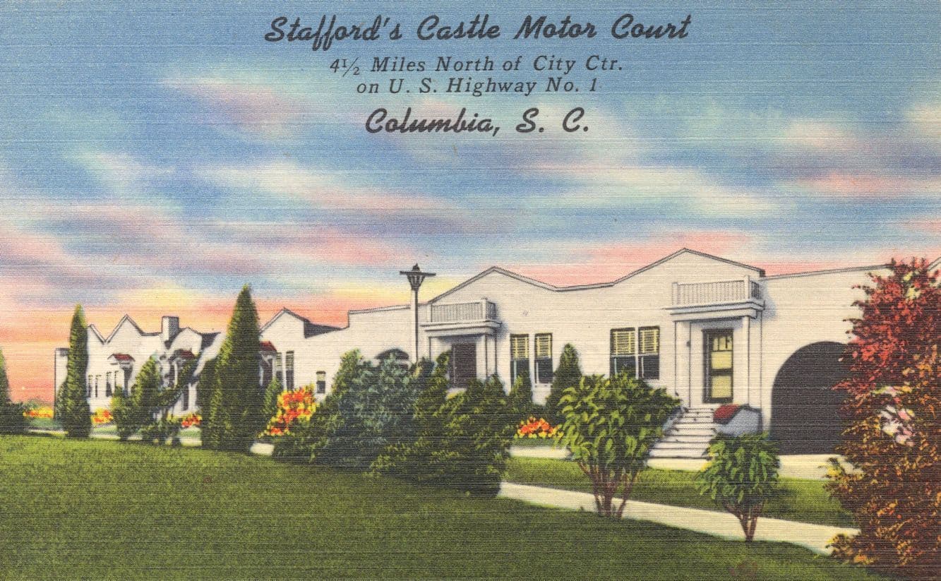 Stafford's Castle Motor Court Columbia SC EX Linen USA Old Postcard