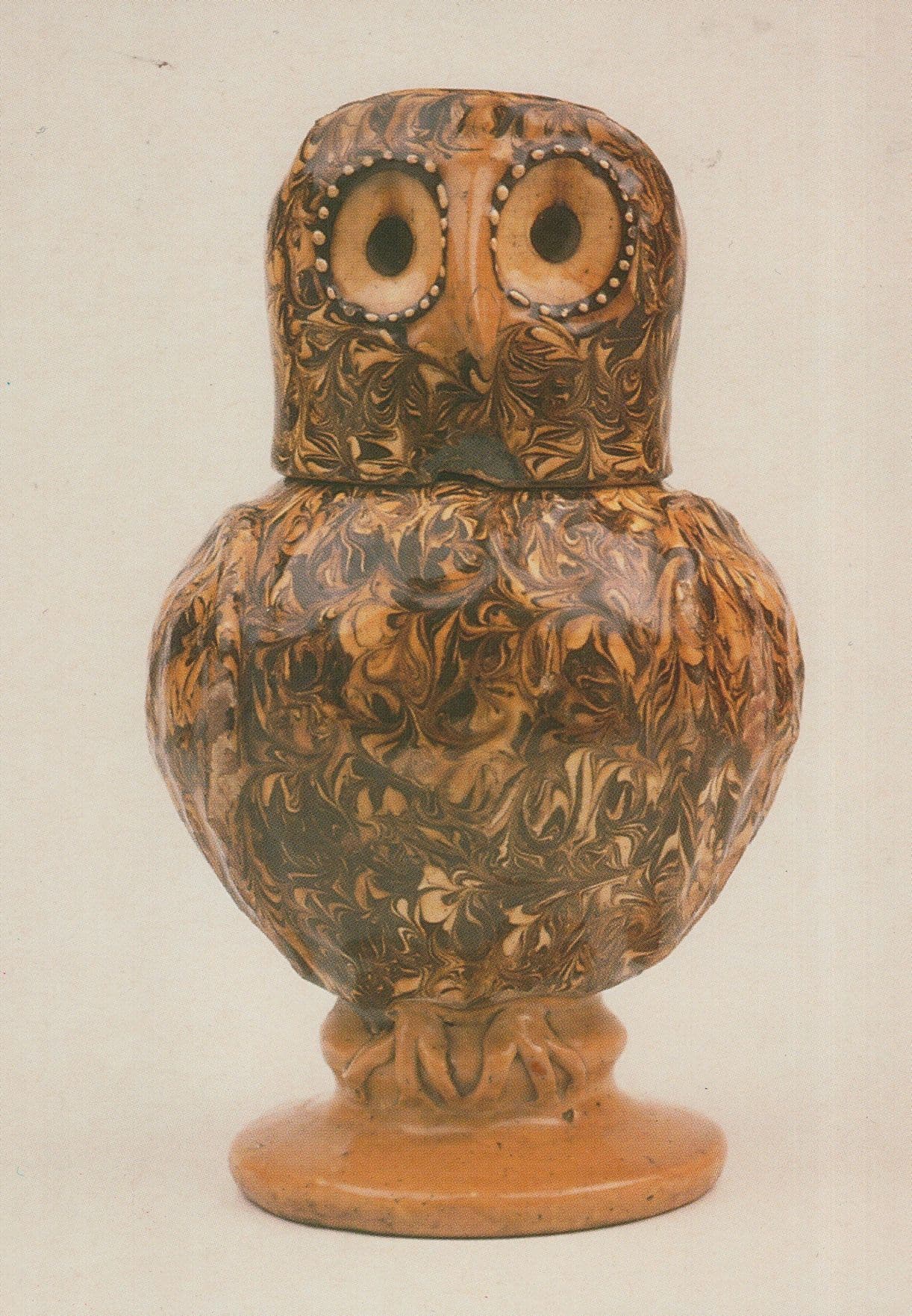 Staffordshire Slipware Owl Bird Jug Victorian Pottery Postcard